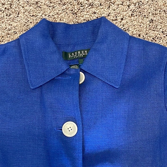 Ralph Lauren Petite Cobalt Blue Linen Blazer - Size 2P - Picture 2 of 4